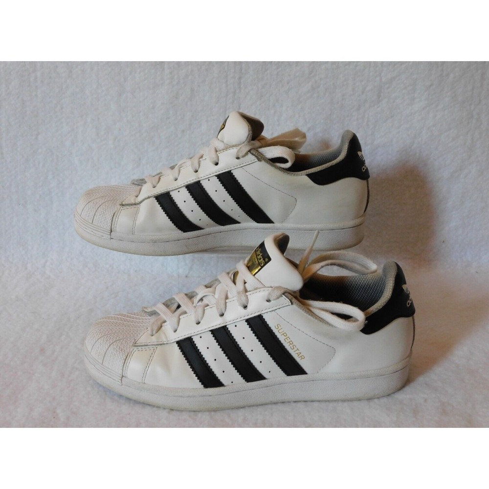 Adidas Superstar Sneakers 6.5 Women's White & Blue Striped Gym Shoe Size 6.5